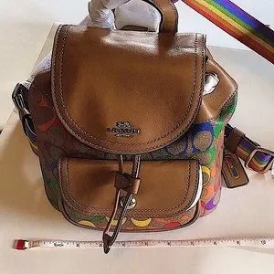 Coach ?Pennie Small Rainbow Signature Backpack/FREE shirt & tights w purchase Coach | Bags | Coach Pennie Small Rainbow Signature  main image 4